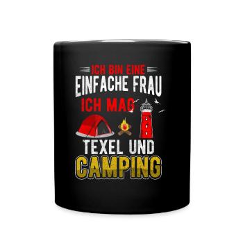 Texel und Camping Holland Leuchtturm - Tasse einfarbig - Schwarz - Vorne