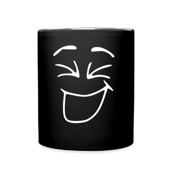 Emoji rire croquis blanc - Mug uni - noir - Devant
