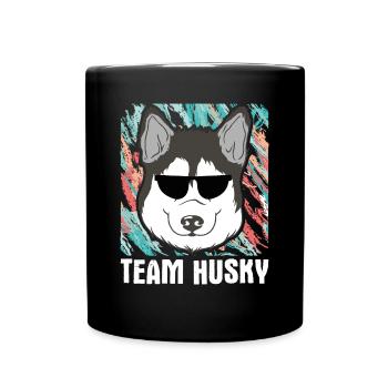 Team Husky with sunglasses - Full Colour Mug - black - Front