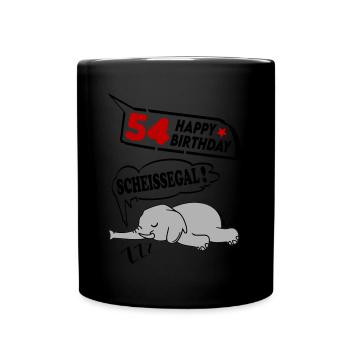 Geburtstag 54 Jahre Birthday Elefant Scheissegal - Tasse einfarbig - Schwarz - Vorne