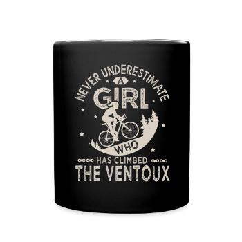ein Mädchen, das den Ventoux vélo velo bestiegen hat - Tasse einfarbig - Schwarz - Vorne