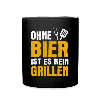 Griller BBQ Grill Grillmeister Grillen Grillparty - Tasse einfarbig - Schwarz - Vorne
