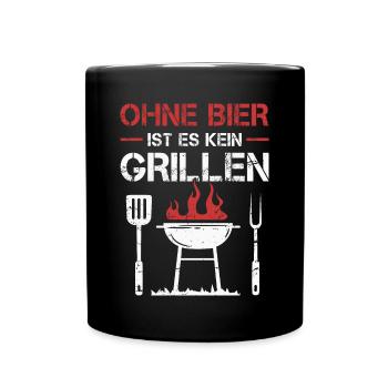 Griller BBQ Grill Grillmeister Grillen Grillparty - Tasse einfarbig - Schwarz - Vorne