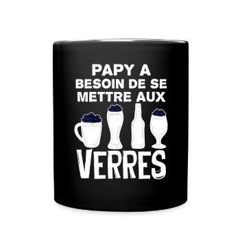 Papi a besoin de se mettre aux verres - Mug uni - noir - Devant