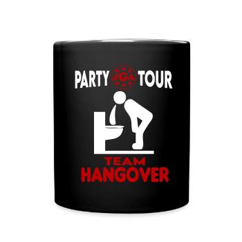 JGA Party Team Hangover Saufen Kotzen Brechen - Tasse einfarbig - Schwarz - Vorne
