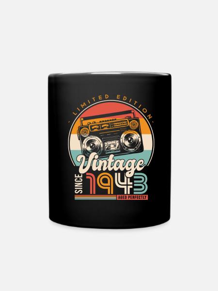vintage since 1943 cadeau anniversaire 80 ans - Mug uni - noir