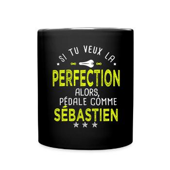 sébastien si tu veux la perfection à vélo cycliste - Mug uni - noir - Devant