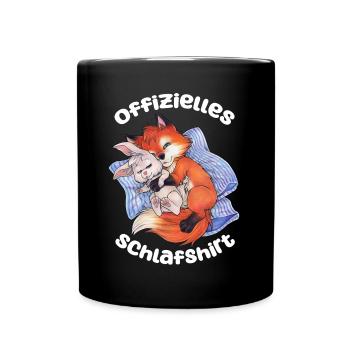 Niedlicher Fuchs mit Hase Schlafen Schlafshirt - Tasse einfarbig - Schwarz - Vorne