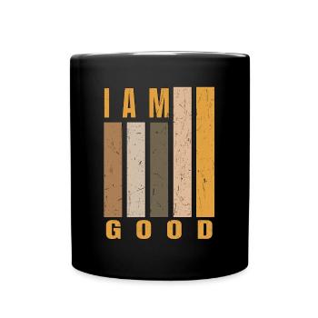 Vintage-Stil Ich bin gut. Es geht mir gut. - Tasse einfarbig - Schwarz - Vorne