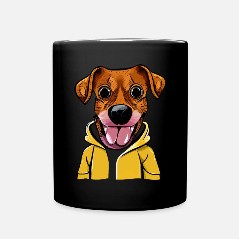 Cooler Hund mit gelben Hoodie - Tasse einfarbig - Schwarz