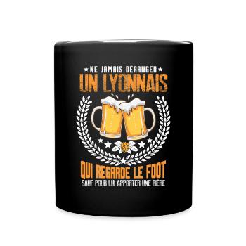Cadeau drôle lyonnais football Lyon - Mug uni - noir - Devant