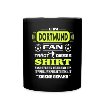 Fußball Fan Fussballverein Dortmund - Tasse einfarbig - Schwarz - Vorne