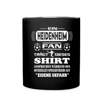 Fußball Fan Fussballverein Heidenheim - Tasse einfarbig - Schwarz - Vorne