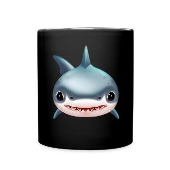 Niedlicher Haifisch - Tasse einfarbig - Schwarz - Vorne