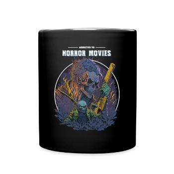 Accro aux films d’horreur - Zombie Illustration - Mug uni - noir - Devant