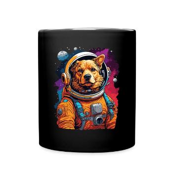 Illustration eines Hundes im Raumanzug - Tasse einfarbig - Schwarz - Vorne