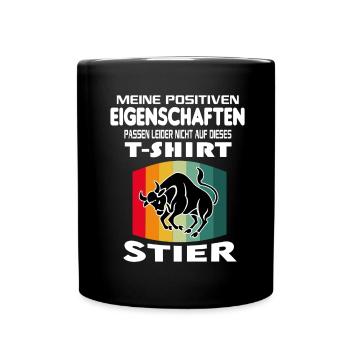 Geburtstag Sternzeichen Retro Stier - Tasse einfarbig - Schwarz - Vorne