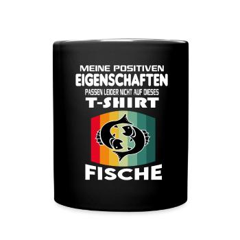 Geburtstag Sternzeichen Retro Fische - Tasse einfarbig - Schwarz - Vorne