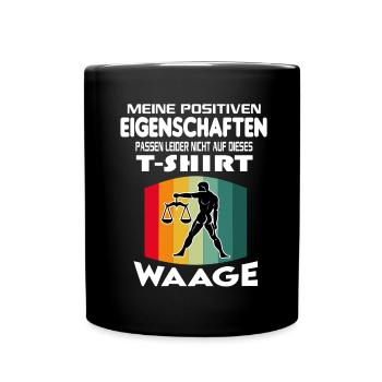Geburtstag Sternzeichen Retro Waage - Tasse einfarbig - Schwarz - Vorne