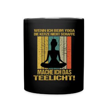 Sprüche Yoga Frau Kerze Teelicht - Tasse einfarbig - Schwarz - Vorne
