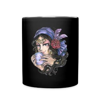 Mystische Magierin Fantasy Hellseherin Wahrsagerin - Tasse einfarbig - Schwarz - Vorne