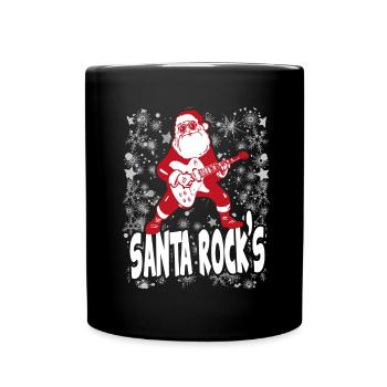 Weihnachten Christmas Santa Rocks Music Musik - Tasse einfarbig - Schwarz - Vorne