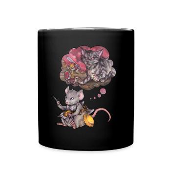 Niedlicher Mäuse Krieger vor der Schlacht Geschenk - Tasse einfarbig - Schwarz - Vorne