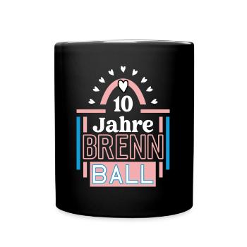 Brennball Jubiläum 10 Jahre Trainerin Spielerin - Tasse einfarbig - Schwarz - Vorne