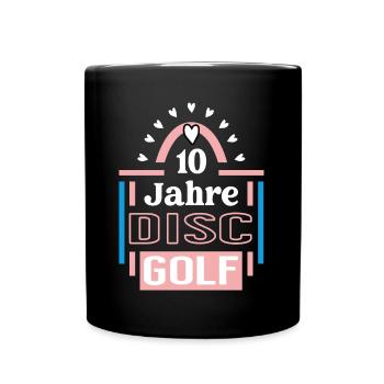 Discgolf Jubiläum 10 Jahre Trainerin Spielerin - Tasse einfarbig - Schwarz - Vorne