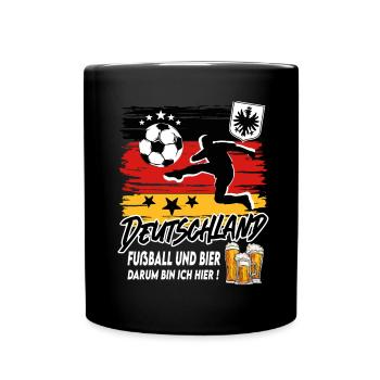 Fußball Deutschland Fussball und Bier - Tasse einfarbig - Schwarz - Vorne