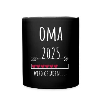 werdende Oma 2025 Ankündigung Schwangerschaft - Tasse einfarbig - Schwarz - Vorne