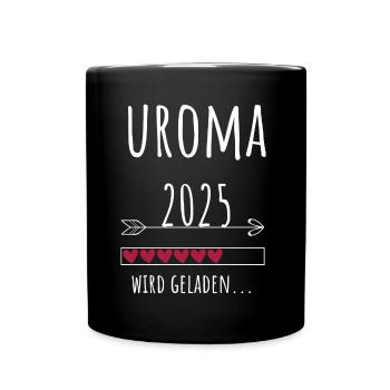 werdende Uroma 2025 Ankündigung Schwangerschaft - Tasse einfarbig - Schwarz - Vorne