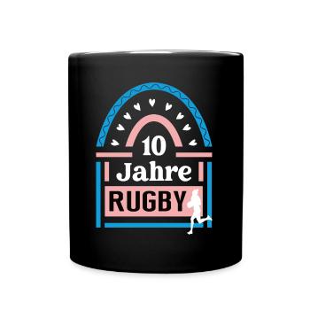 Rugby Jubiläum 10 Jahre Trainer Spielerin Spieler - Tasse einfarbig - Schwarz - Vorne