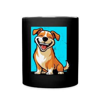 Lachender Hund - Tasse einfarbig - Schwarz - Vorne