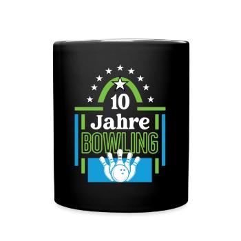 Bowling Jubiläum 10 Jahre Trainer Spieler Jubi - Tasse einfarbig - Schwarz - Vorne