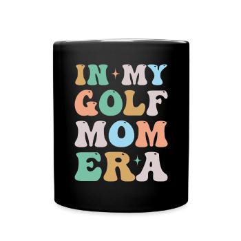 In My Golf Mom Era Groovy Retro - Tasse einfarbig - Schwarz - Vorne