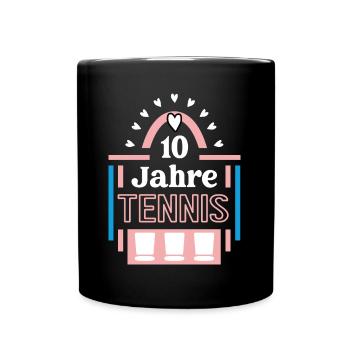 Tennis Jubiläum 10 Jahre Trainerin Spielerin - Tasse einfarbig - Schwarz - Vorne