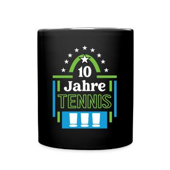 Tennis Jubiläum 10 Jahre Trainer Spieler Verein - Tasse einfarbig - Schwarz - Vorne