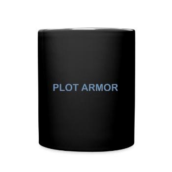 Lustige Sprüche über Plot Armor im Kino - Tasse einfarbig - Schwarz - Vorne