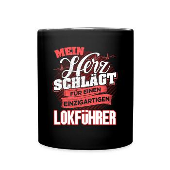 LOKFÜHRER - Mein Herz schlägt - Tasse einfarbig - Schwarz - Vorne