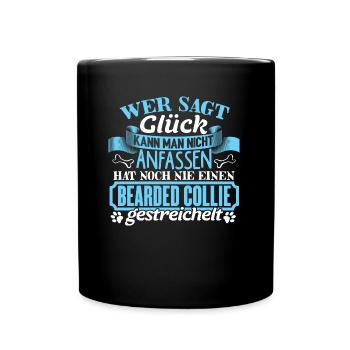 BEARDED-COLLIE - Glück zum anfassen - Tasse einfarbig - Schwarz - Vorne
