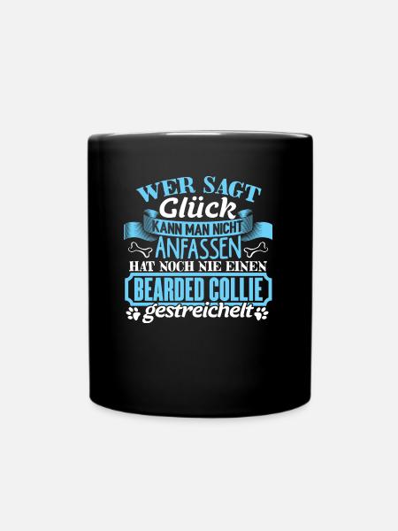 BEARDED-COLLIE - Glück zum anfassen - Tasse einfarbig - Schwarz