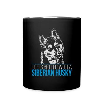 SIBERIAN HUSKY life is better - Tasse einfarbig - Schwarz - Vorne