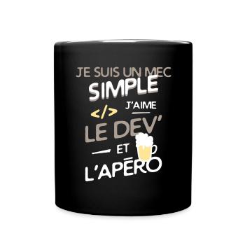 Développeur - un mec simple - Mug uni - noir - Devant