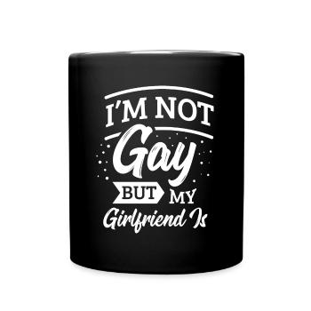 LGBT Gay Pride Lesbian I'm not gay but my - Full Colour Mug - black - Front