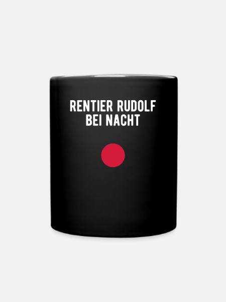 Rentier Rudolf bei Nacht - Tasse einfarbig - Schwarz