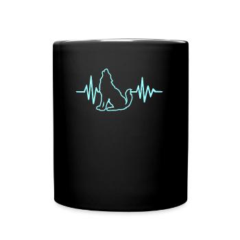 WOLF HEARTBEAT T-SHIRT IDÉE CADEAU ANIMAL RIEN - Mug uni - noir - Devant