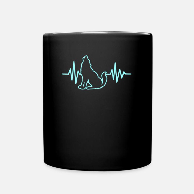 WOLF HERZSCHLAG TSHIRT GESCHENKIDEE TIER LUSTIG - Tasse einfarbig - Schwarz
