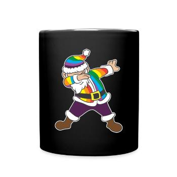 LGBT Rainbow Santa Gay LGBTQ Christmas Xmas Gift - Full Colour Mug - black - Front