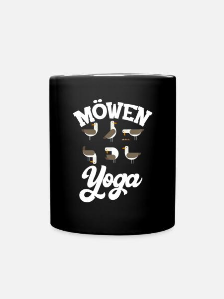 Möwen Yoga lustiges Geschenk für Norddeutschen - Tasse einfarbig - Schwarz
